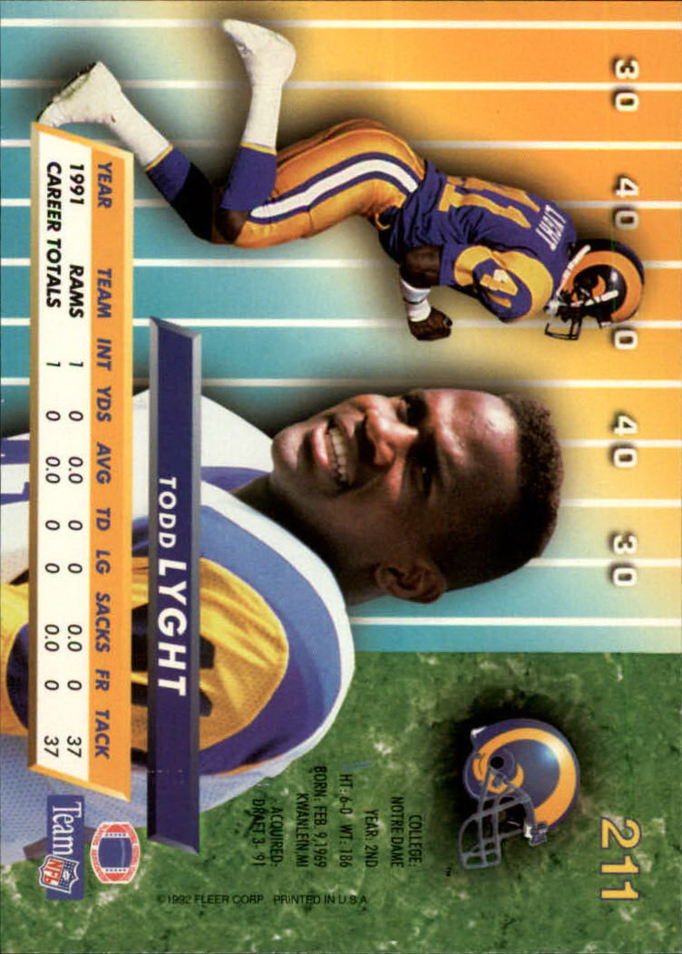 1992 Ultra #211 Todd Lyght back image