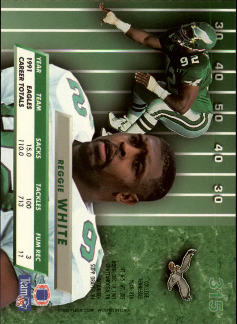 1992 Ultra #315 Reggie White back image