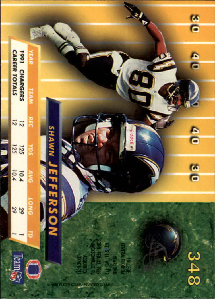 1992 Ultra #348 Shawn Jefferson back image