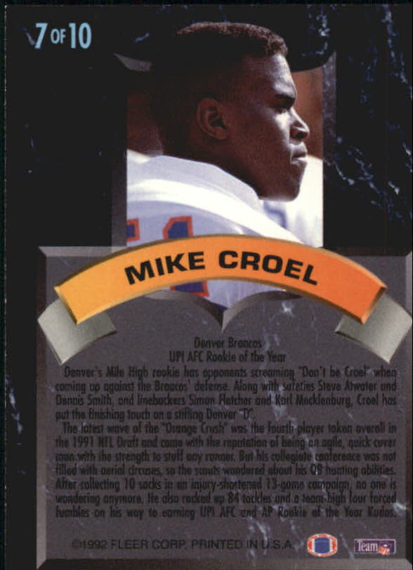 1992 Ultra Award Winners #7 Mike Croel back image