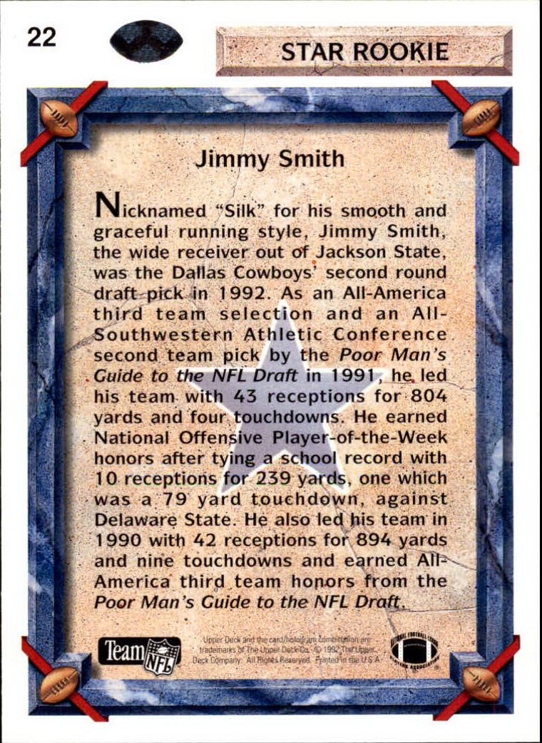 1992 Upper Deck #22 Jimmy Smith RC back image