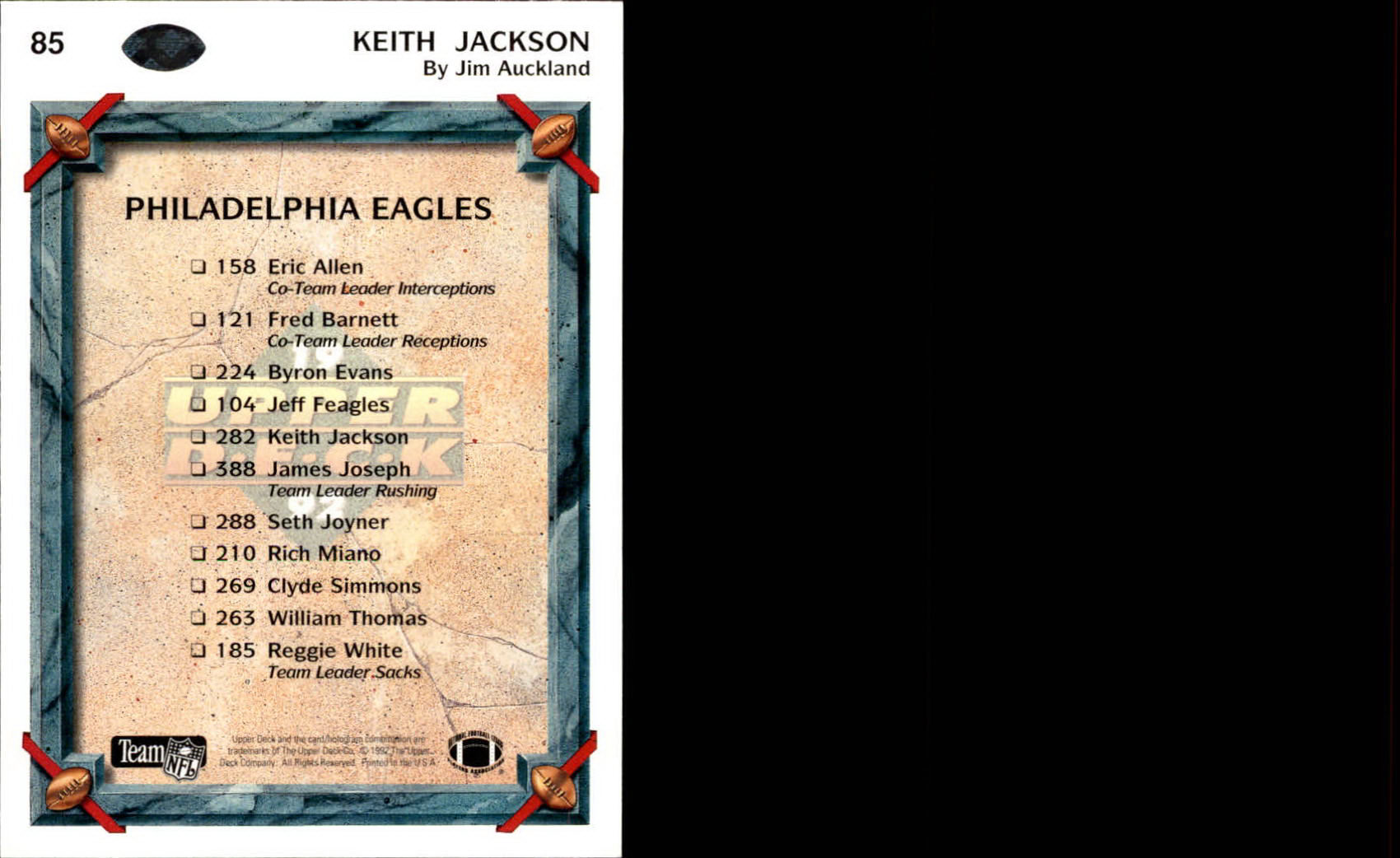 1992 Upper Deck #85 Keith Jackson TC back image
