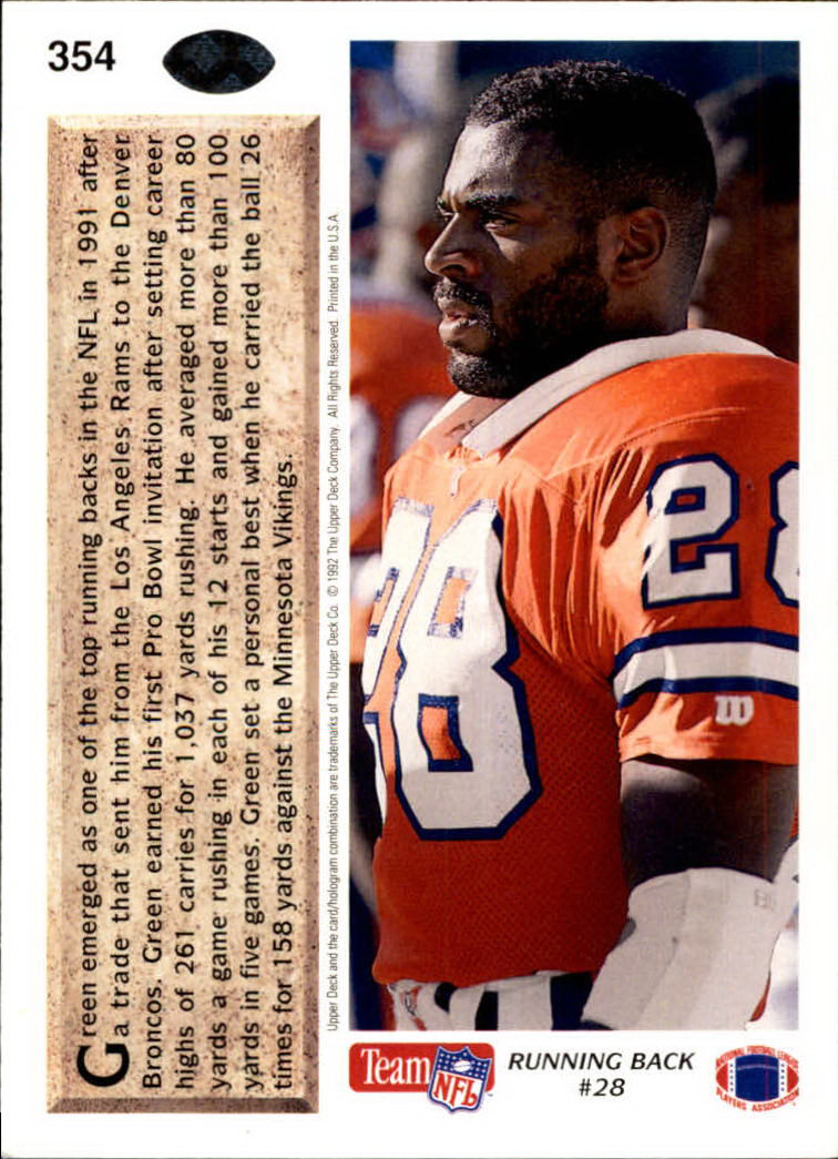 1992 Upper Deck #354 Gaston Green MVP back image