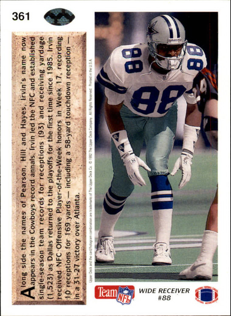 1992 Upper Deck #361 Michael Irvin MVP back image