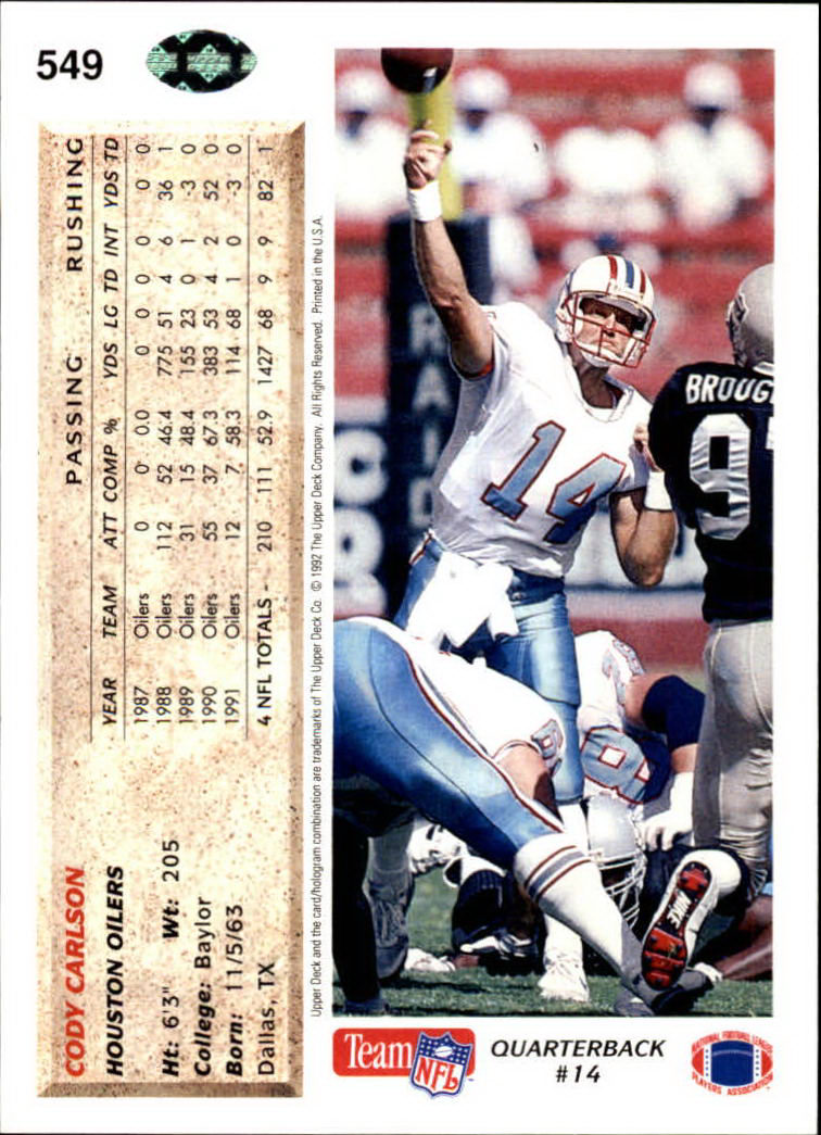 A2086- 1992 Upper Deck FB Card #s 501-620 +Inserts -You Pick- 15+ FREE US SHIP