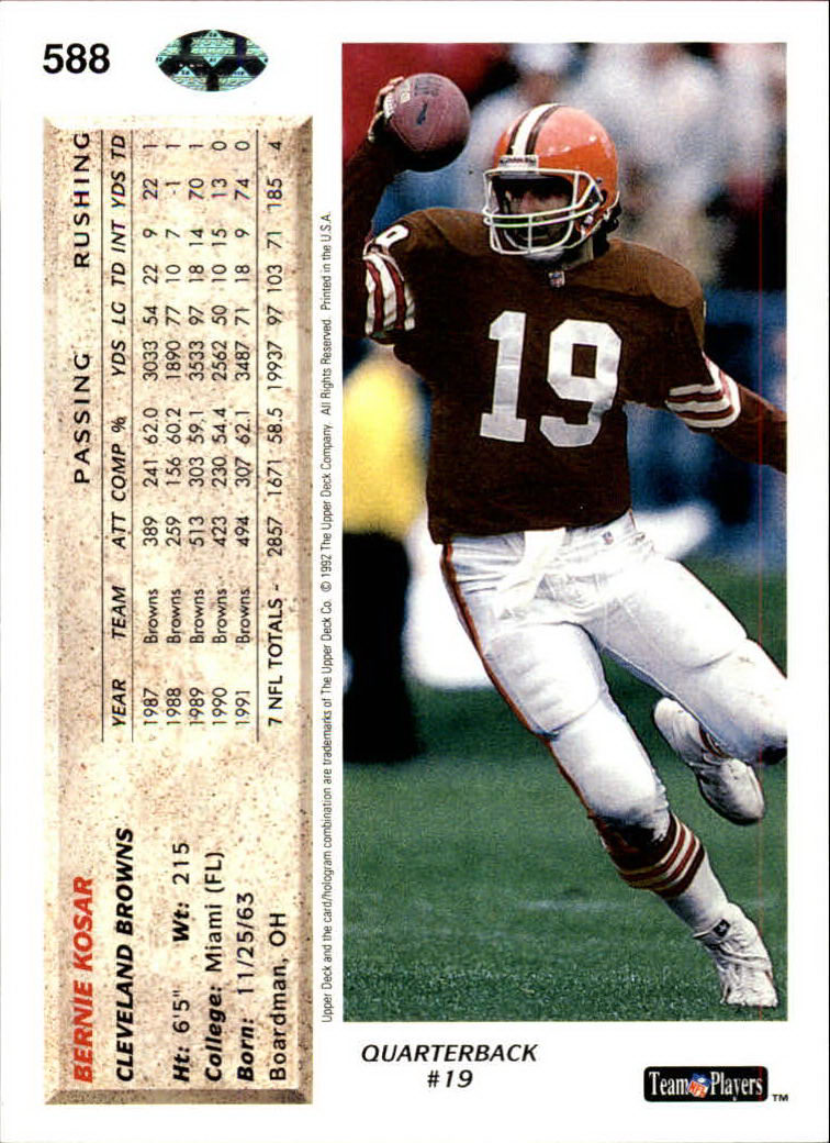 A2086- 1992 Upper Deck FB Card #s 501-620 +Inserts -You Pick- 15+ FREE US SHIP