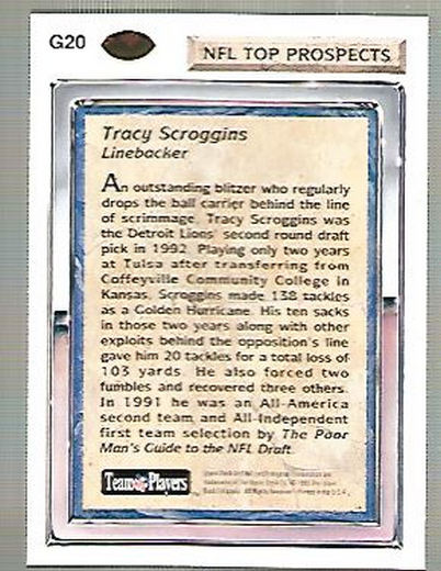 1992 Upper Deck Gold #G20 Tracy Scroggins RC back image