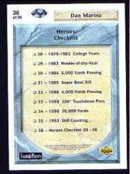 1992 Upper Deck Dan Marino Heroes #36 Dan Marino CL back image