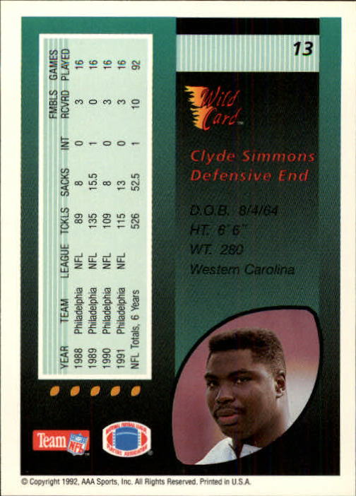 1992 Wild Card Football #s 1-250 +Rookies (A1801) - You Pick - 15+ FREE SHIP - Picture 25 of 475