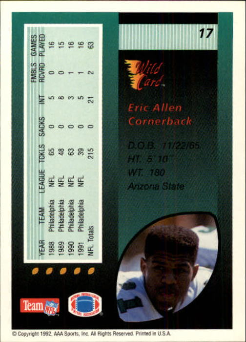 1992 Wild Card Football #s 1-250 +Rookies (A1801) - You Pick - 15+ FREE SHIP - Picture 33 of 475