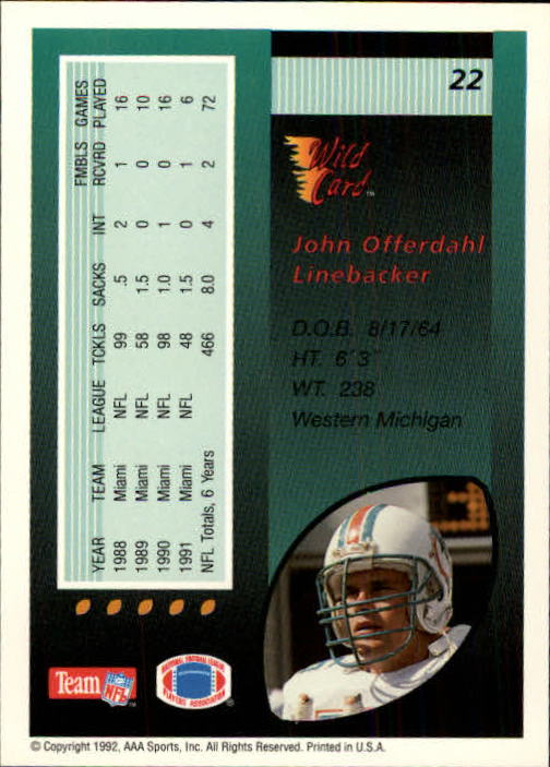 1992 Wild Card Football #s 1-250 +Rookies (A1801) - You Pick - 15+ FREE SHIP - Picture 43 of 475