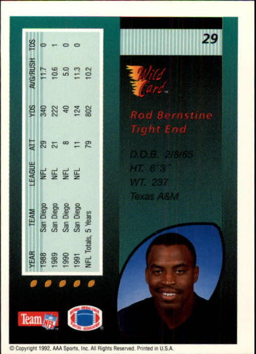 1992 Wild Card Football #s 1-250 +Rookies (A1801) - You Pick - 15+ FREE SHIP - Picture 57 of 475