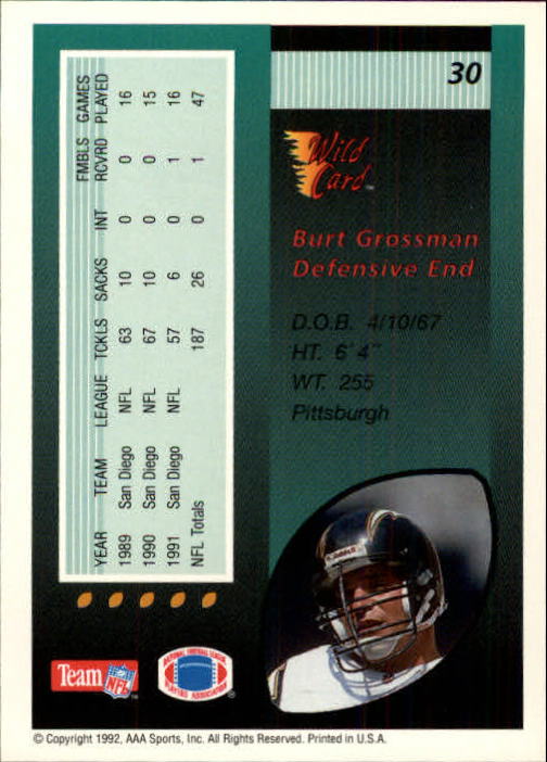 1992 Wild Card Football #s 1-250 +Rookies (A1801) - You Pick - 15+ FREE SHIP - Picture 59 of 475