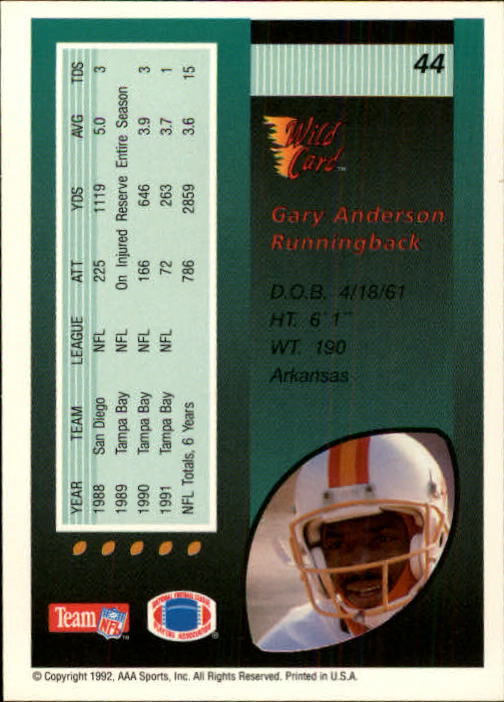 1992 Wild Card Football #s 1-250 +Rookies (A1801) - You Pick - 15+ FREE SHIP - Picture 87 of 475