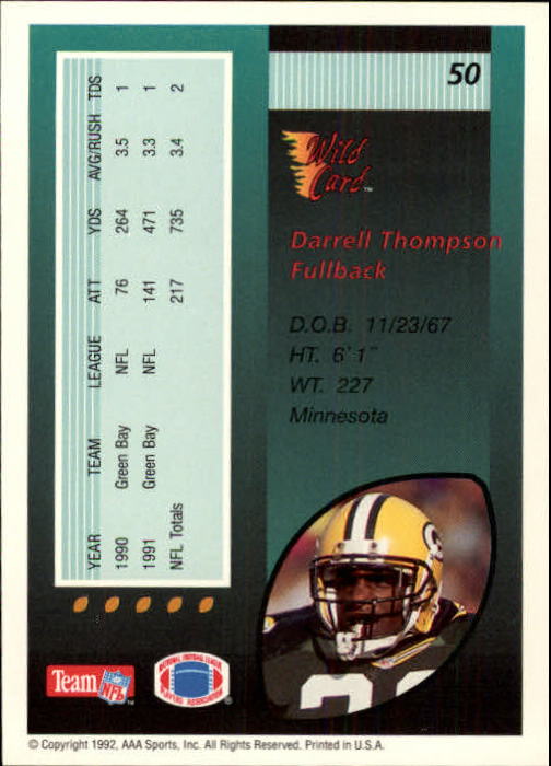 1992 Wild Card Football #s 1-250 +Rookies (A1801) - You Pick - 15+ FREE SHIP - Picture 99 of 475
