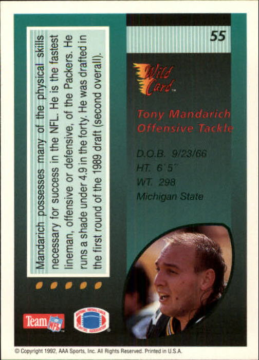 1992 Wild Card Football #s 1-250 +Rookies (A1801) - You Pick - 15+ FREE SHIP - Picture 107 of 475