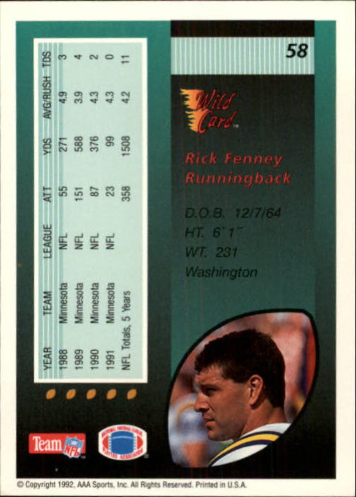 1992 Wild Card Football #s 1-250 +Rookies (A1801) - You Pick - 15+ FREE SHIP - Picture 113 of 475