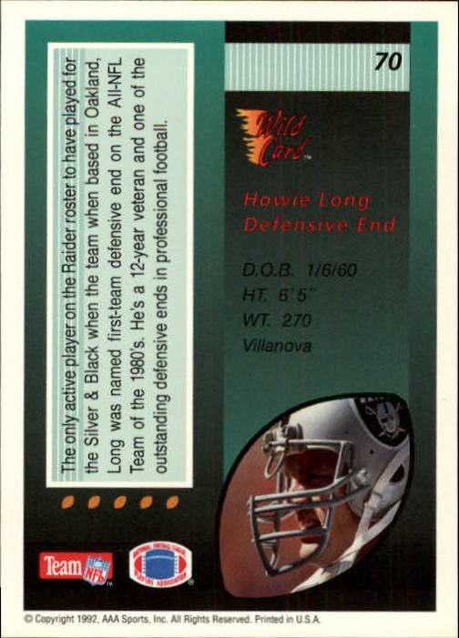 1992 Wild Card Football #s 1-250 +Rookies (A1801) - You Pick - 15+ FREE SHIP - Picture 135 of 475