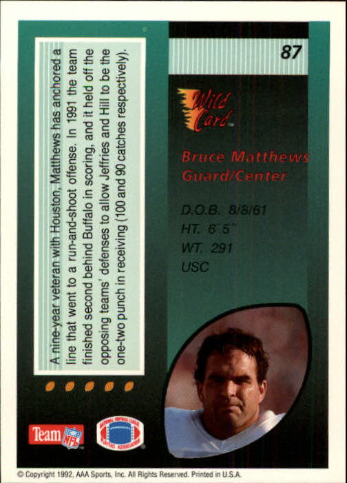 1992 Wild Card Football #s 1-250 +Rookies (A1801) - You Pick - 15+ FREE SHIP - Picture 167 of 475