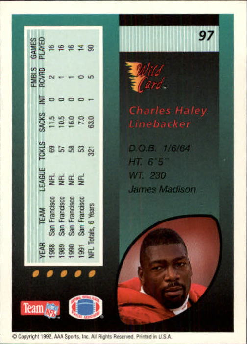1992 Wild Card Football #s 1-250 +Rookies (A1801) - You Pick - 15+ FREE SHIP - Picture 187 of 475