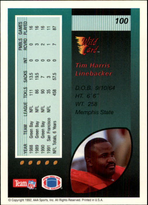 1992 Wild Card Football #s 1-250 +Rookies (A1801) - You Pick - 15+ FREE SHIP - Picture 193 of 475