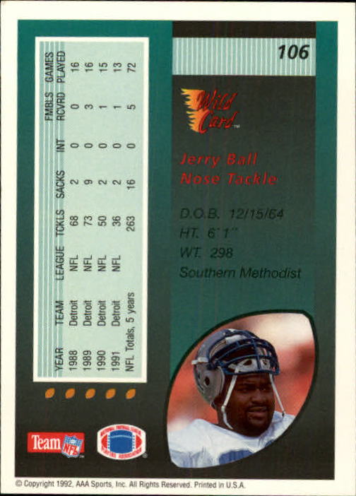 1992 Wild Card Football #s 1-250 +Rookies (A1801) - You Pick - 15+ FREE SHIP - Picture 205 of 475