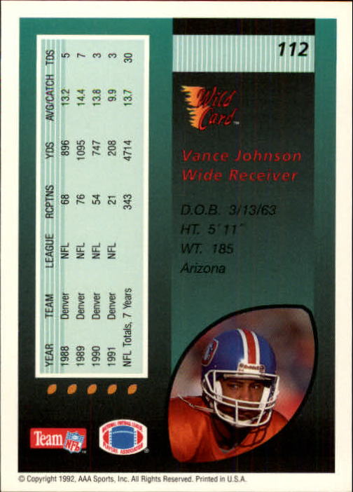 1992 Wild Card Football #s 1-250 +Rookies (A1801) - You Pick - 15+ FREE SHIP - Picture 215 of 475
