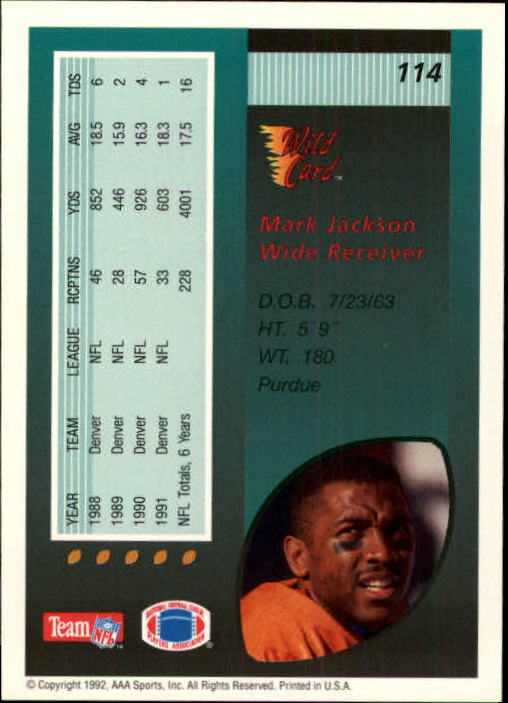 1992 Wild Card Football #s 1-250 +Rookies (A1801) - You Pick - 15+ FREE SHIP - Picture 219 of 475