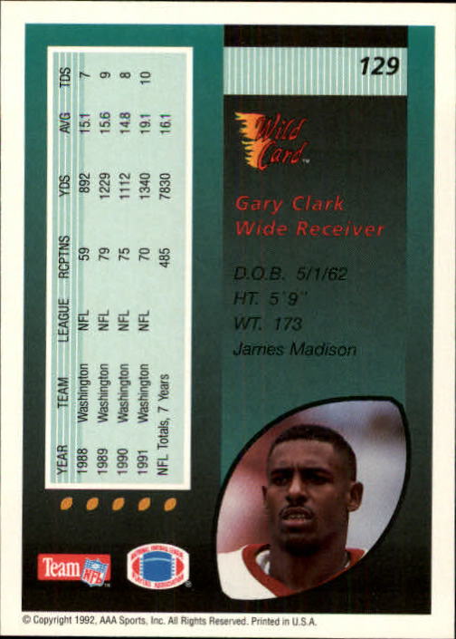 1992 Wild Card Football #s 1-250 +Rookies (A1801) - You Pick - 15+ FREE SHIP - Picture 249 of 475