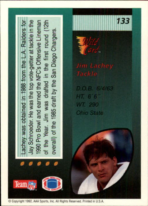 1992 Wild Card #133 Jim Lachey back image