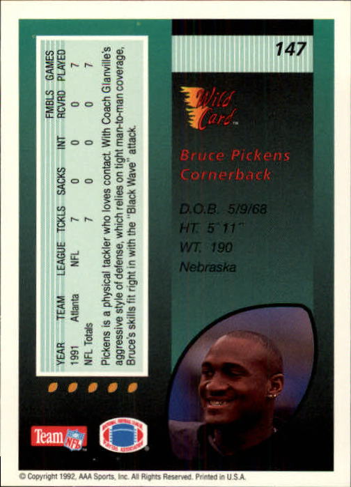 1992 Wild Card Football #s 1-250 +Rookies (A1801) - You Pick - 15+ FREE SHIP - Picture 285 of 475