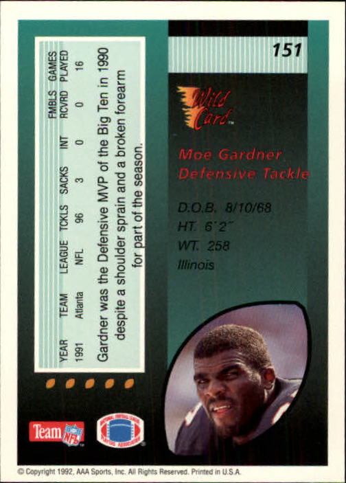1992 Wild Card Football #s 1-250 +Rookies (A1801) - You Pick - 15+ FREE SHIP - Picture 293 of 475