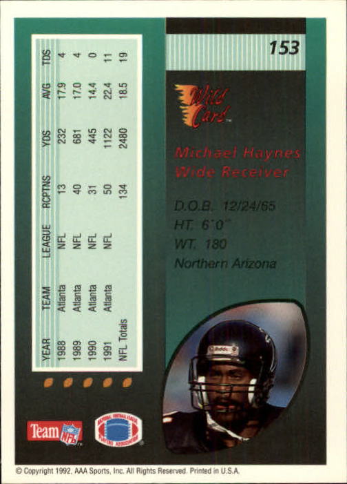 1992 Wild Card Football #s 1-250 +Rookies (A1801) - You Pick - 15+ FREE SHIP - Picture 297 of 475