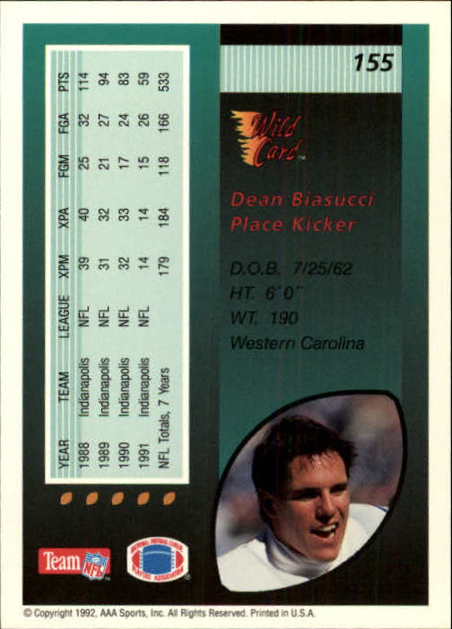 1992 Wild Card Football #s 1-250 +Rookies (A1801) - You Pick - 15+ FREE SHIP - Picture 301 of 475