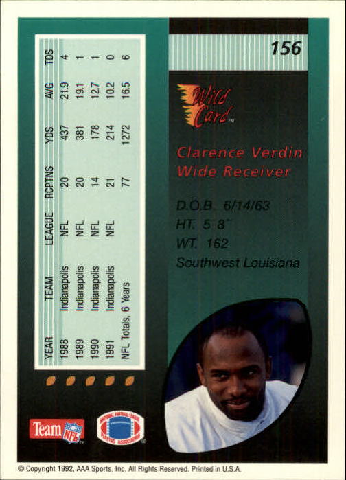 1992 Wild Card Football #s 1-250 +Rookies (A1801) - You Pick - 15+ FREE SHIP - Picture 303 of 475
