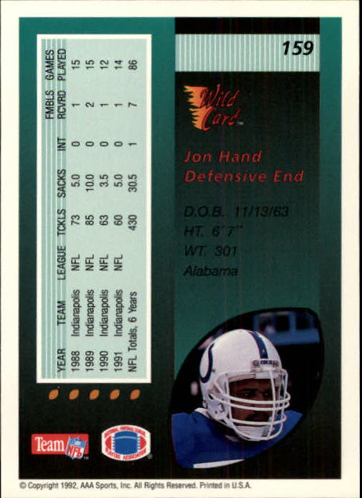 1992 Wild Card Football #s 1-250 +Rookies (A1801) - You Pick - 15+ FREE SHIP - Picture 309 of 475