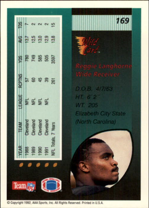1992 Wild Card Football #s 1-250 +Rookies (A1801) - You Pick - 15+ FREE SHIP - Picture 327 of 475