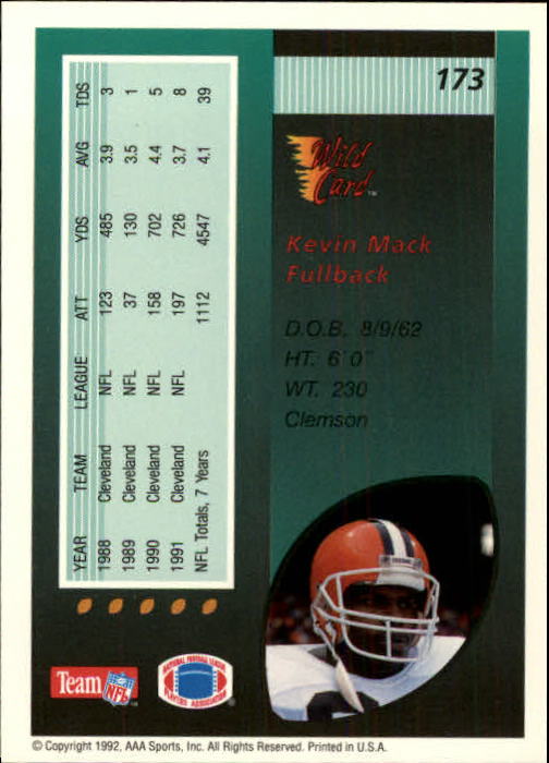 1992 Wild Card Football #s 1-250 +Rookies (A1801) - You Pick - 15+ FREE SHIP - Picture 335 of 475
