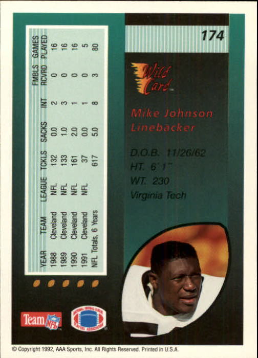 1992 Wild Card Football #s 1-250 +Rookies (A1801) - You Pick - 15+ FREE SHIP - Picture 337 of 475