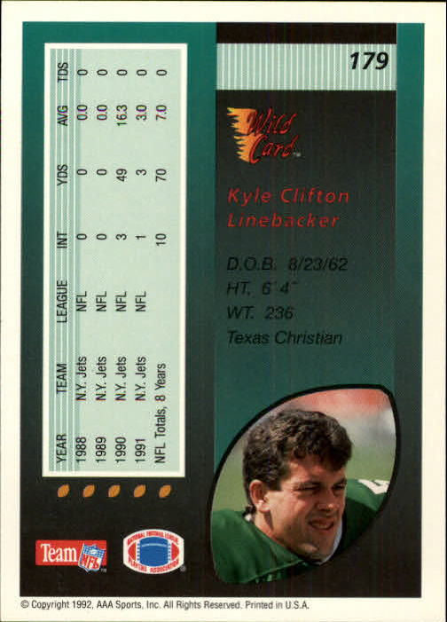 1992 Wild Card Football #s 1-250 +Rookies (A1801) - You Pick - 15+ FREE SHIP - Picture 345 of 475