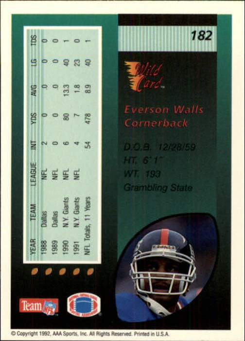 1992 Wild Card Football #s 1-250 +Rookies (A1801) - You Pick - 15+ FREE SHIP - Picture 351 of 475