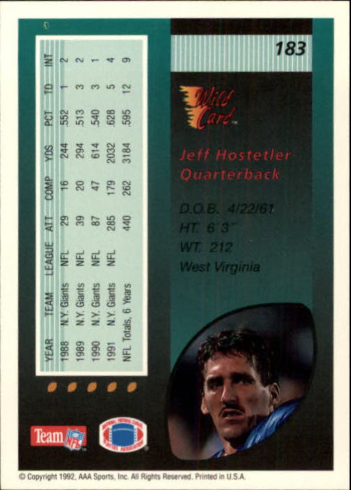 1992 Wild Card Football #s 1-250 +Rookies (A1801) - You Pick - 15+ FREE SHIP - Picture 353 of 475