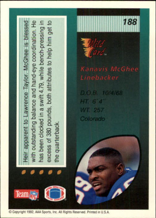 1992 Wild Card Football #s 1-250 +Rookies (A1801) - You Pick - 15+ FREE SHIP - Picture 363 of 475