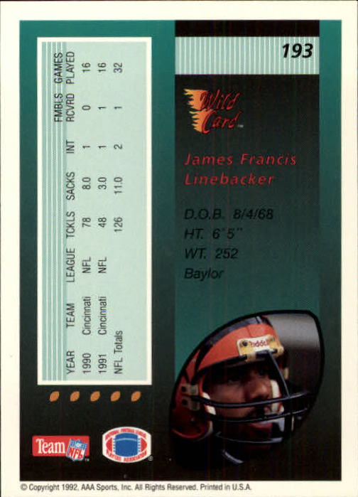 1992 Wild Card Football #s 1-250 +Rookies (A1801) - You Pick - 15+ FREE SHIP - Picture 373 of 475