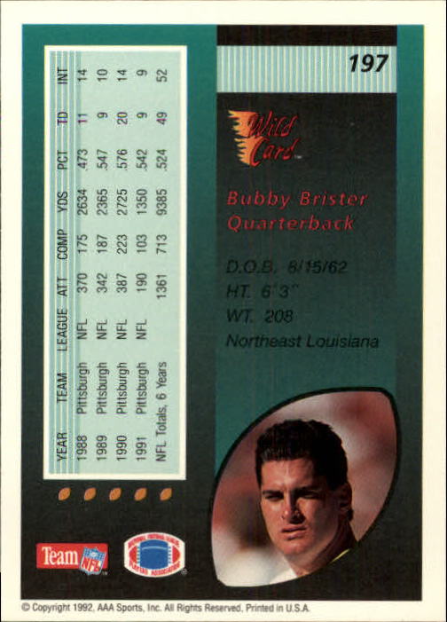 1992 Wild Card Football #s 1-250 +Rookies (A1801) - You Pick - 15+ FREE SHIP - Picture 381 of 475