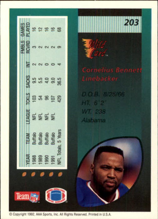 1992 Wild Card Football #s 1-250 +Rookies (A1801) - You Pick - 15+ FREE SHIP - Picture 391 of 475