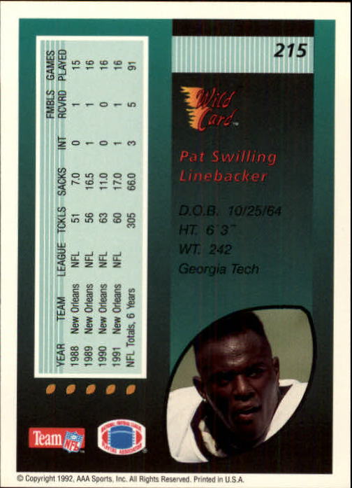 1992 Wild Card Football #s 1-250 +Rookies (A1801) - You Pick - 15+ FREE SHIP - Picture 411 of 475