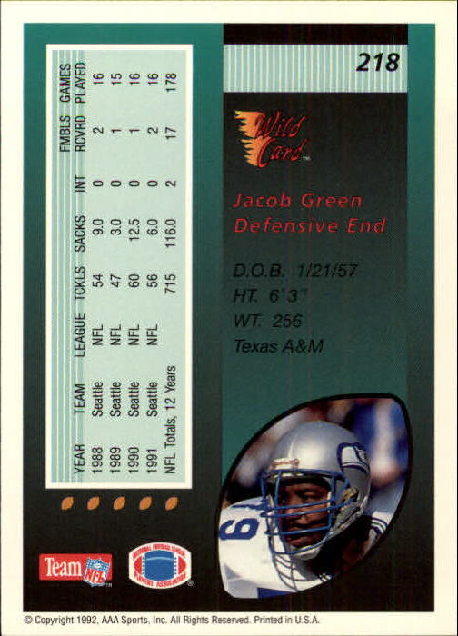 1992 Wild Card Football #s 1-250 +Rookies (A1801) - You Pick - 15+ FREE SHIP - Picture 417 of 475