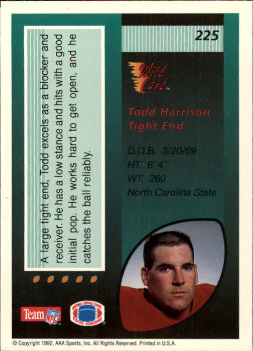 1992 Wild Card Football #s 1-250 +Rookies (A1801) - You Pick - 15+ FREE SHIP - Picture 429 of 475