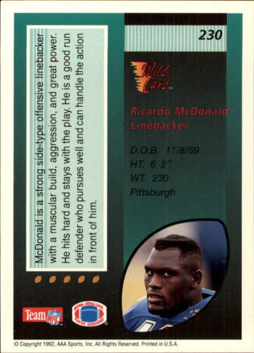 1992 Wild Card Football #s 1-250 +Rookies (A1801) - You Pick - 15+ FREE SHIP - Picture 439 of 475